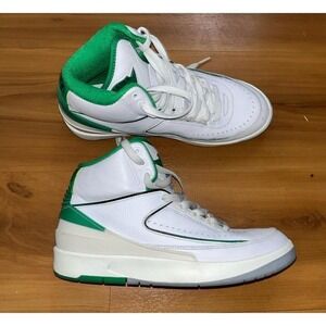 Kids Nike Air Jordan 2 Retro "Lucky Green" Basketball Lace Up Sneakers‎ Shoes